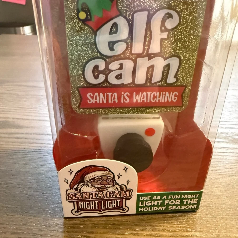 Elf Cam Santa Is Watching Night Light - White/Red